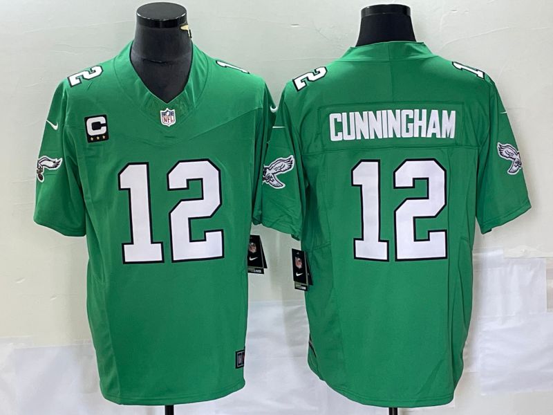 Men Philadelphia Eagles 12 Cunningham Green Nike Throwback Vapor Limited NFL Jerseys